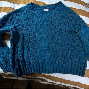 Hippie Rose Teal Cable Knit Sweater